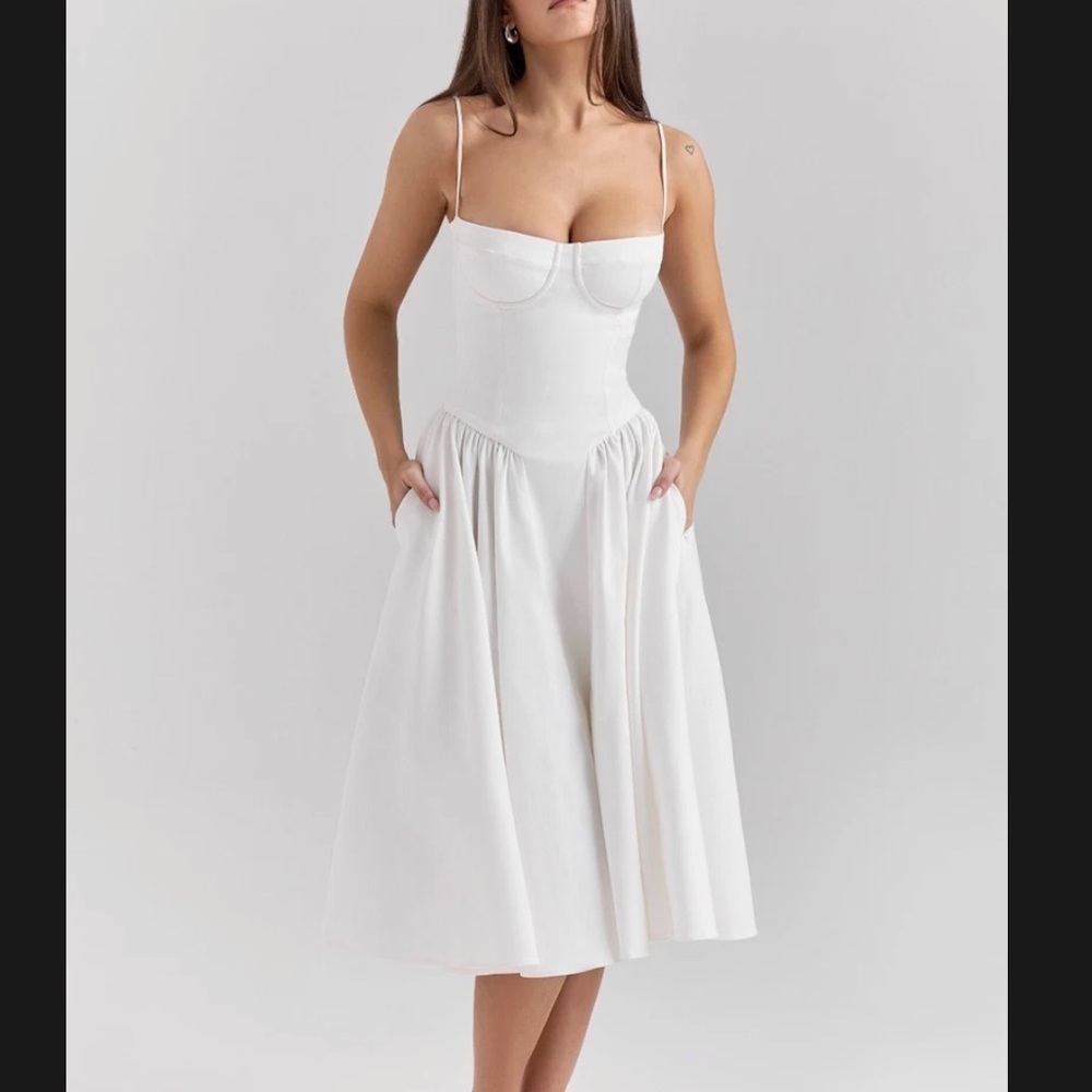 House of CB Samaria White Midi Dress